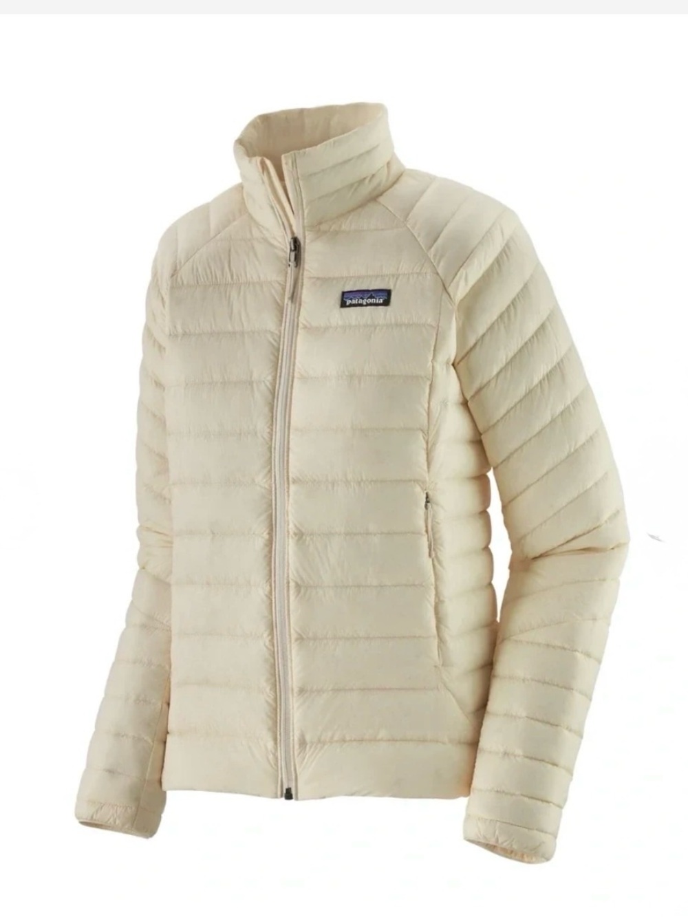 Patagonia Women’s Down Sweater Goose Down Puffer Jacket Cream Full Zip Size L